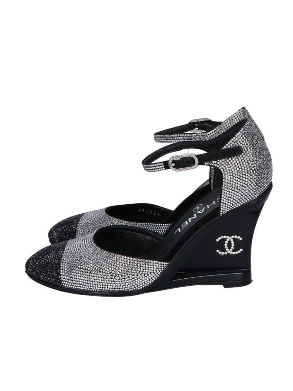 Chanel CC Logo Line Stone Heel Sandals 37c - Picture 2 of 7
